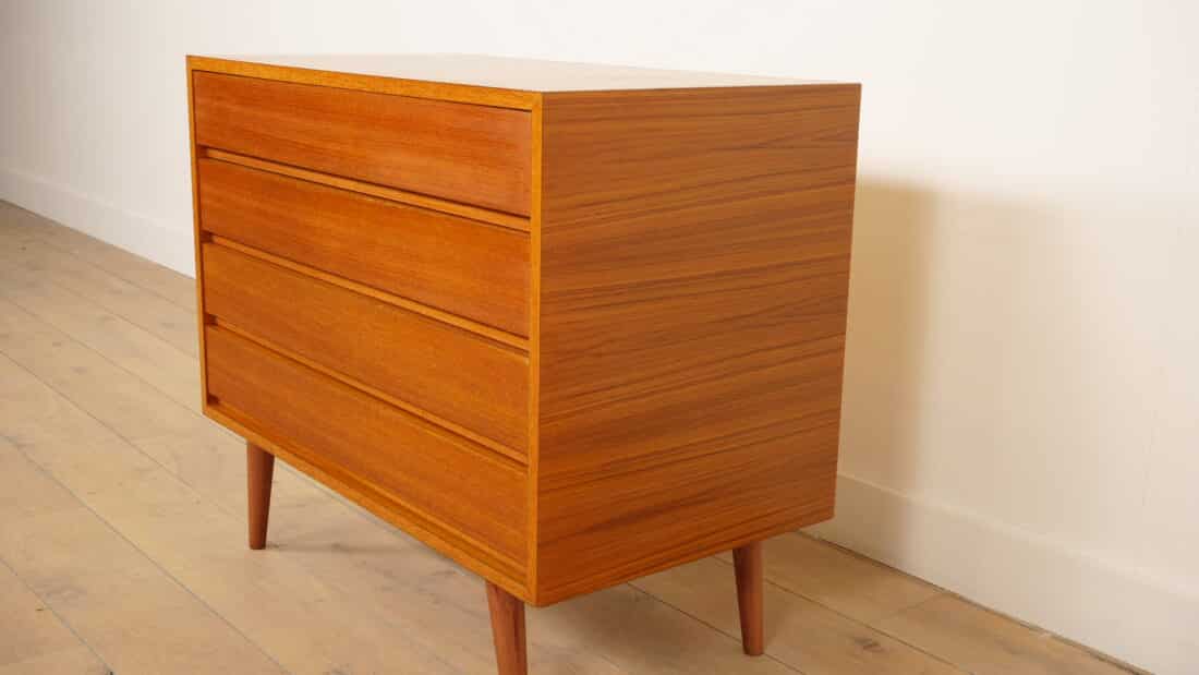 Vintage Ladekast 4 Lades Teak
