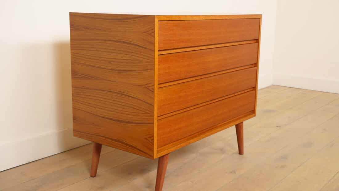 Vintage Ladekast 4 Lades Teak