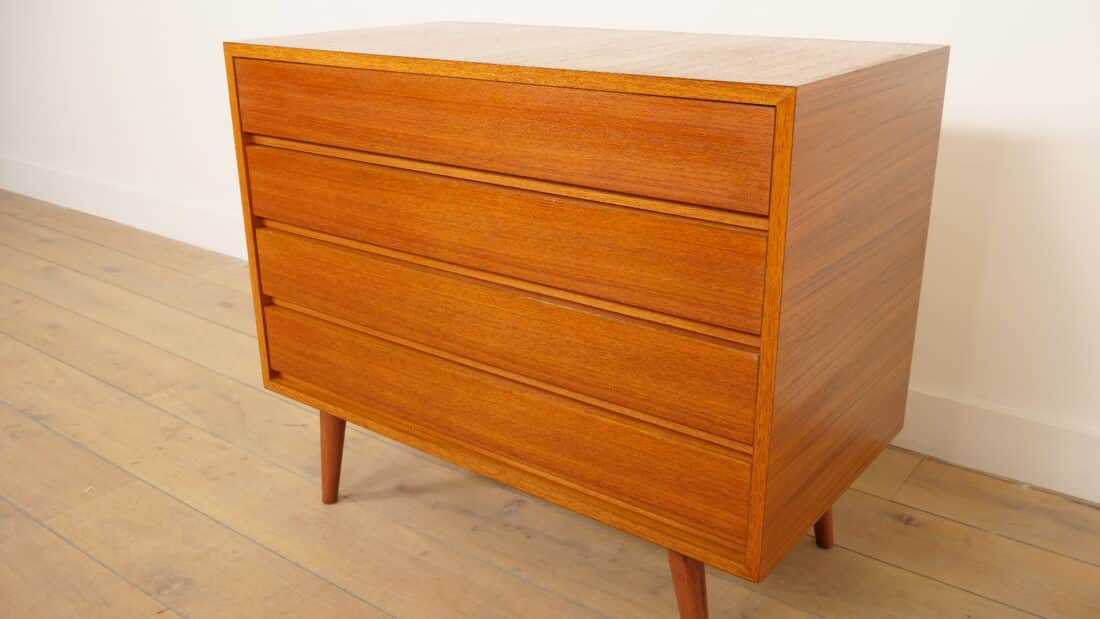 Vintage Ladekast 4 Lades Teak