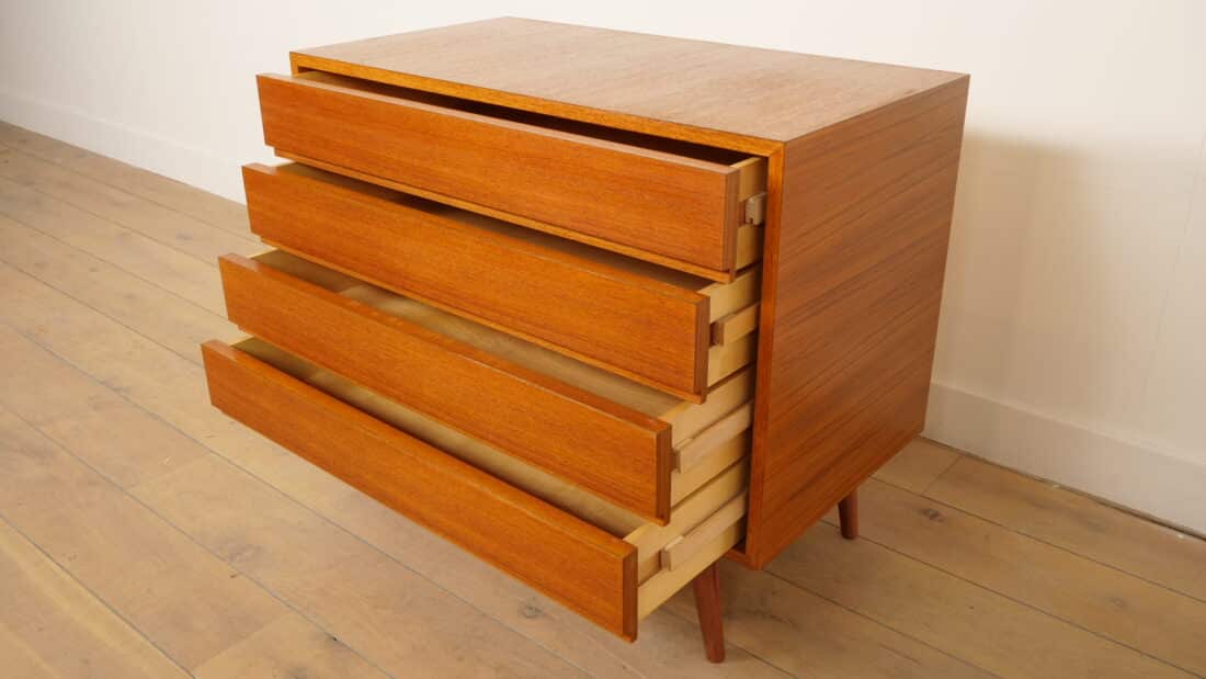 Vintage Ladekast 4 Lades Teak