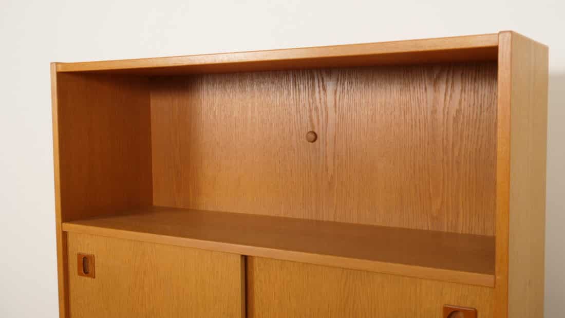 Vintage Wandkast Boekenkast Eiken Schuifdeuren