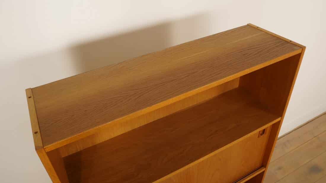 Vintage Wandkast Boekenkast Eiken Schuifdeuren