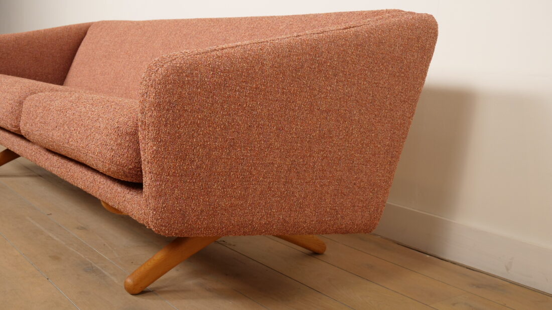 Vintage Bank 3 Zits Illum Wikkels Ml 90 Roze Opnieuw Gestoffeerd