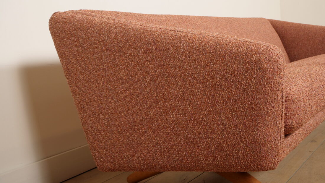 Vintage Bank 3 Zits Illum Wikkels Ml 90 Roze Opnieuw Gestoffeerd