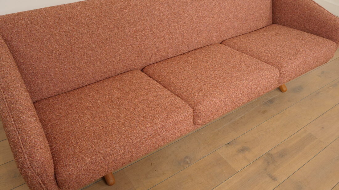 Vintage Bank 3 Zits Illum Wikkels Ml 90 Roze Opnieuw Gestoffeerd