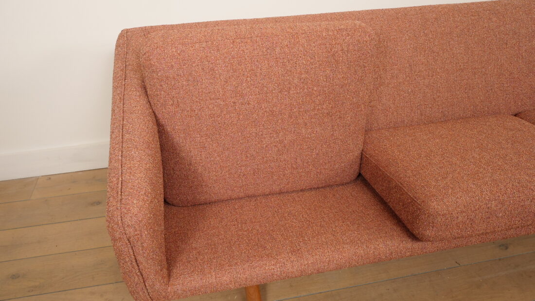 Vintage Bank 3 Zits Illum Wikkels Ml 90 Roze Opnieuw Gestoffeerd