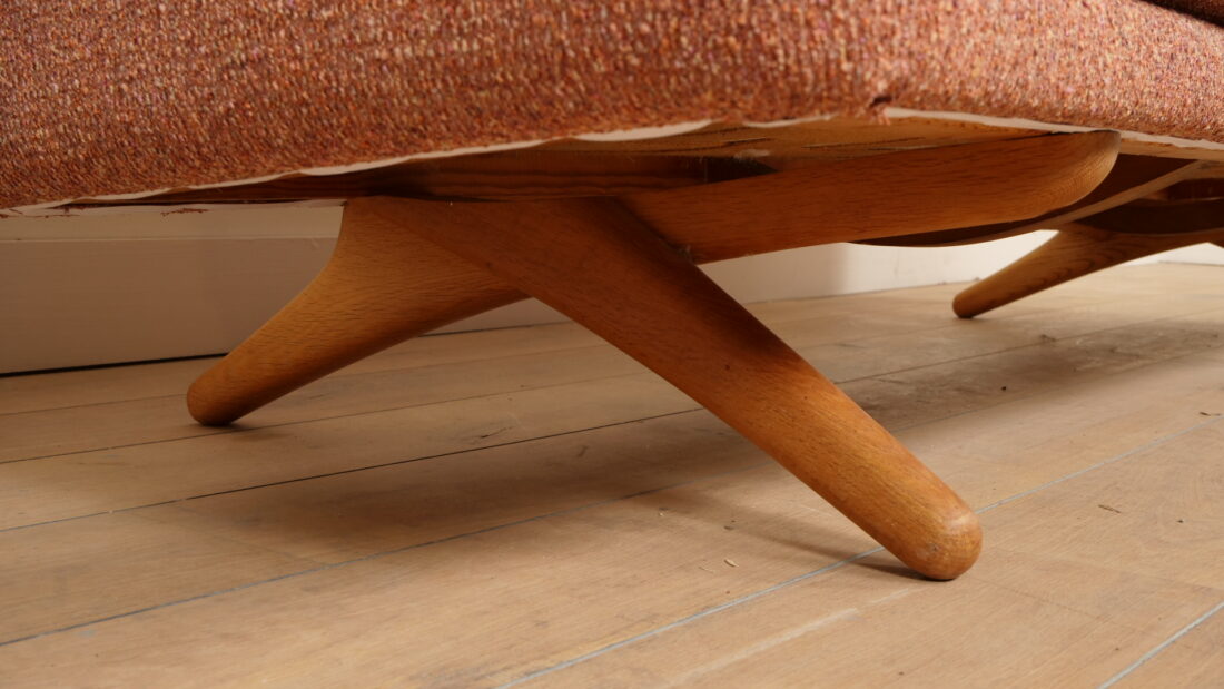 Vintage Bank 3 Zits Illum Wikkels Ml 90 Roze Opnieuw Gestoffeerd