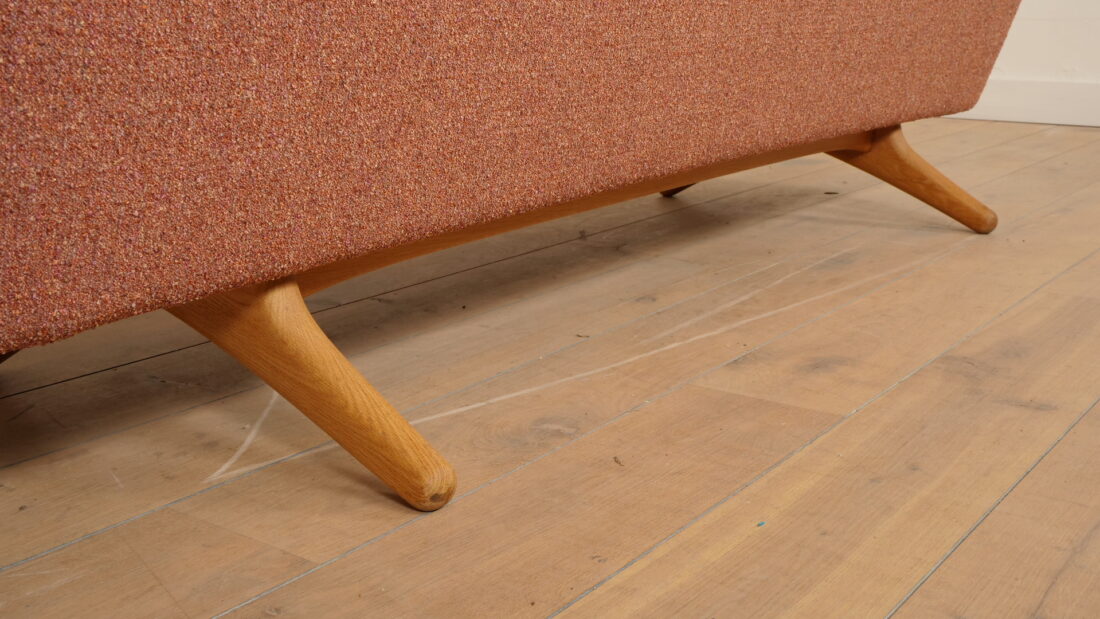 Vintage Bank 3 Zits Illum Wikkels Ml 90 Roze Opnieuw Gestoffeerd