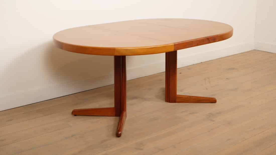 Vintage Ronde Eettafel Uitschuifbaar Bramin Teak