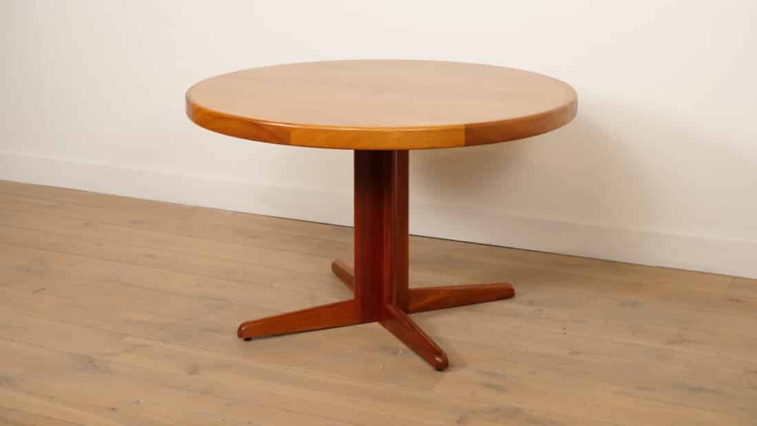Vintage Ronde Eettafel Uitschuifbaar Bramin Teak