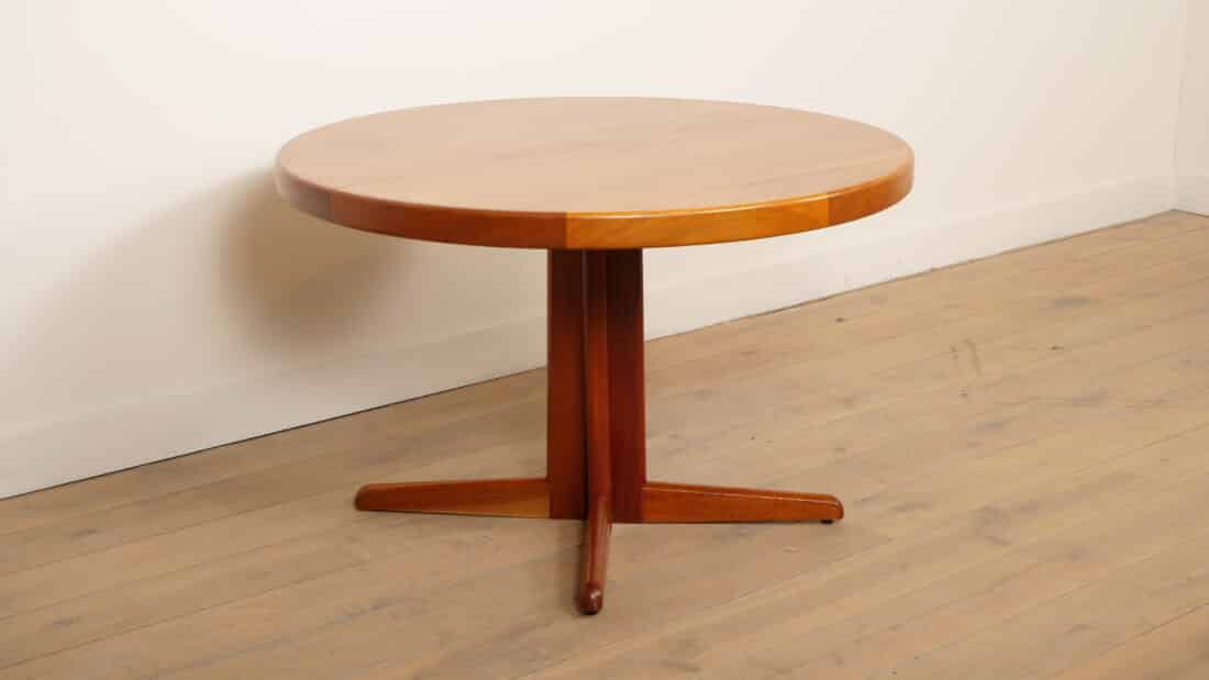 Vintage Ronde Eettafel Uitschuifbaar Bramin Teak