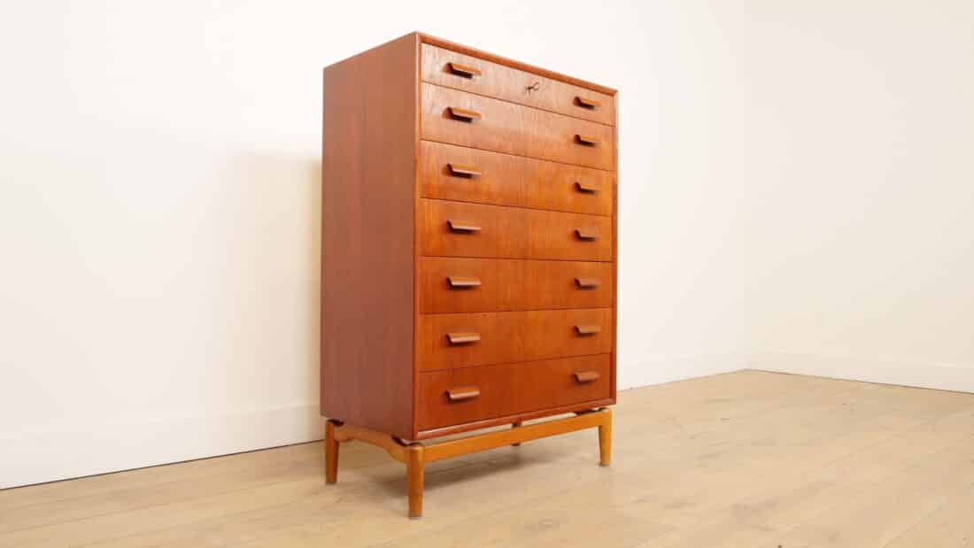 Vintage Deense Ladekast Teak 7 Lades 111 Cm Vintage Deense Ladekast Teak 7 Lades 111 Cm