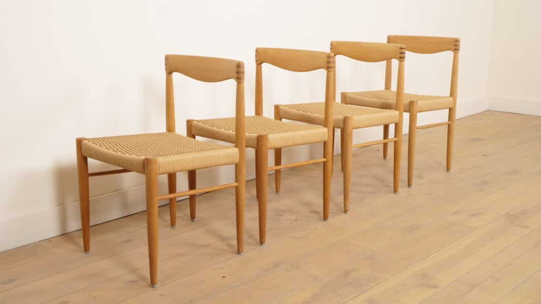4 X Eetkamerstoel Bramin H W Klein Gezeept Eiken Gerestaureerd