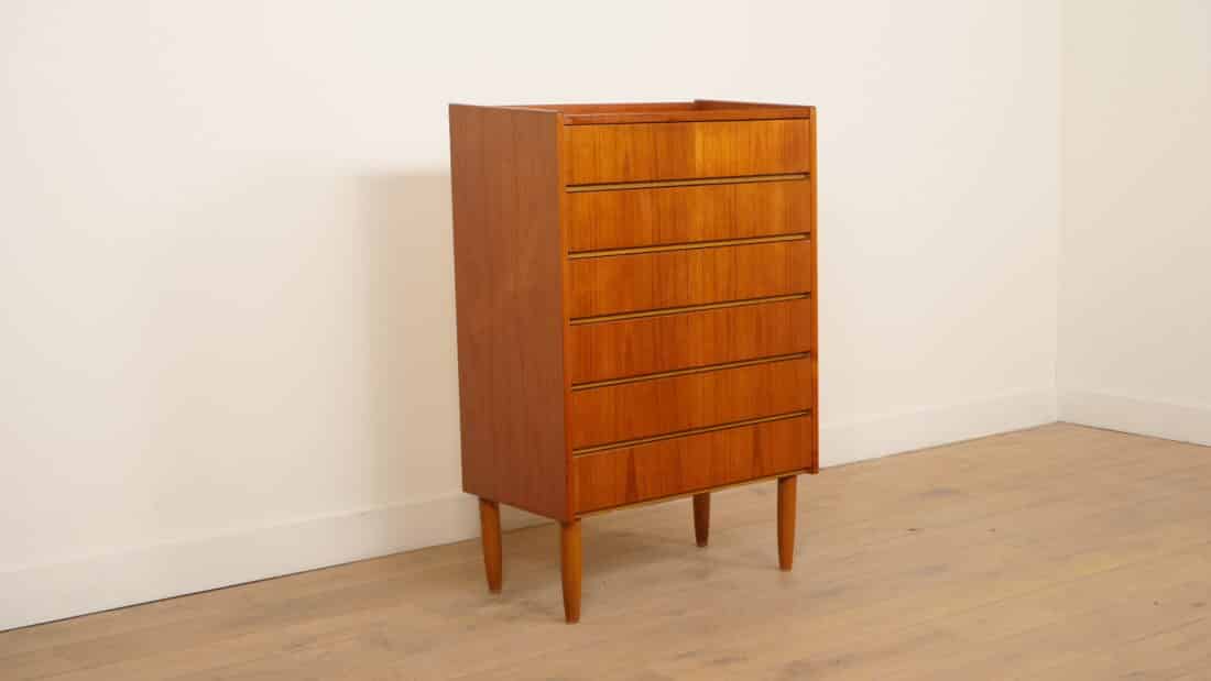 Vintage Deense Ladekast Teak 6 Lades 114 Cm Vintage Deense Ladekast Teak 6 Lades 114 Cm