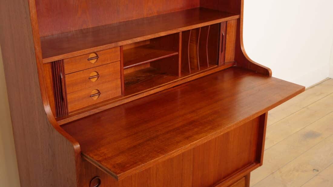 Vintage Boekenkast Secretaire Teak Johannes Sorth
