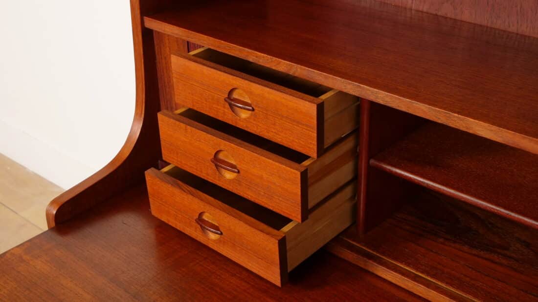 Vintage Boekenkast Secretaire Teak Johannes Sorth