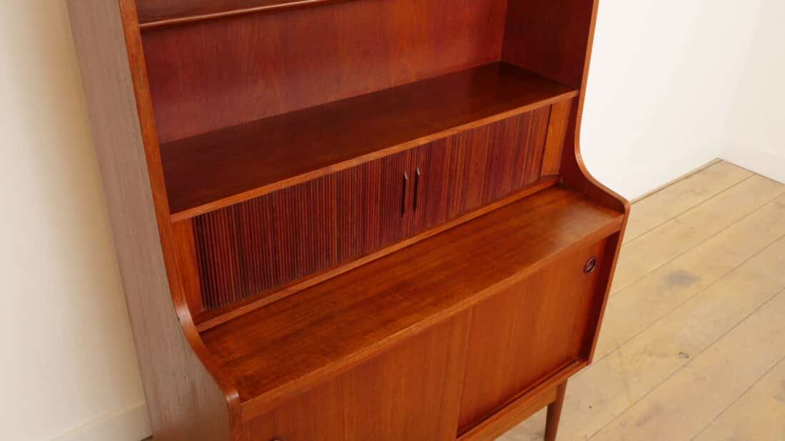 Vintage Boekenkast Secretaire Teak Johannes Sorth