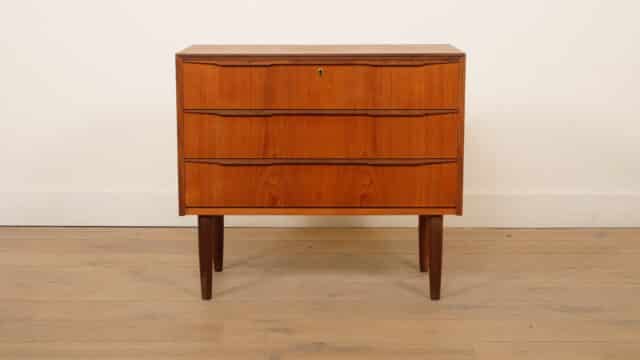 Vintage Deense Ladekast Teak 3 Lades