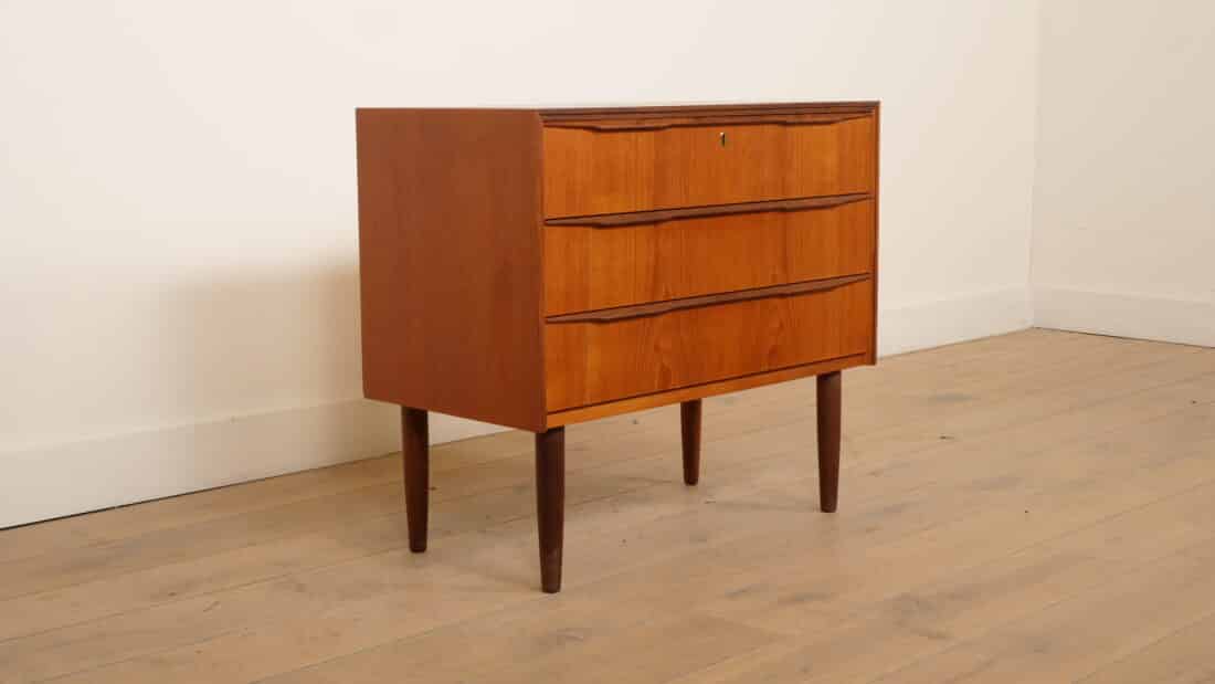 Vintage Deense Ladekast Teak 3 Lades