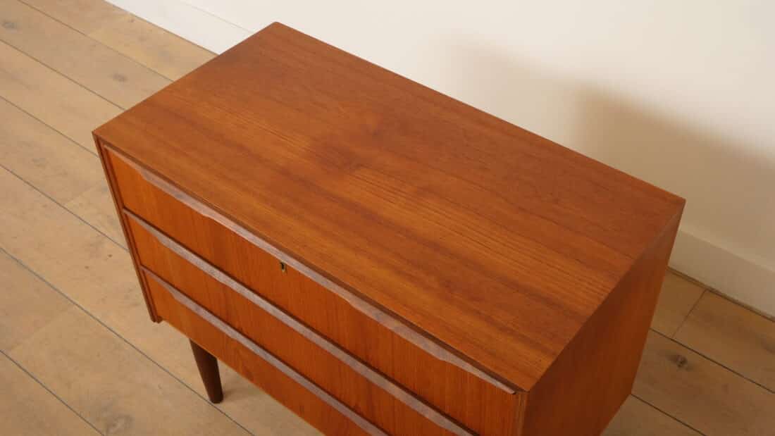 Vintage Deense Ladekast Teak 3 Lades