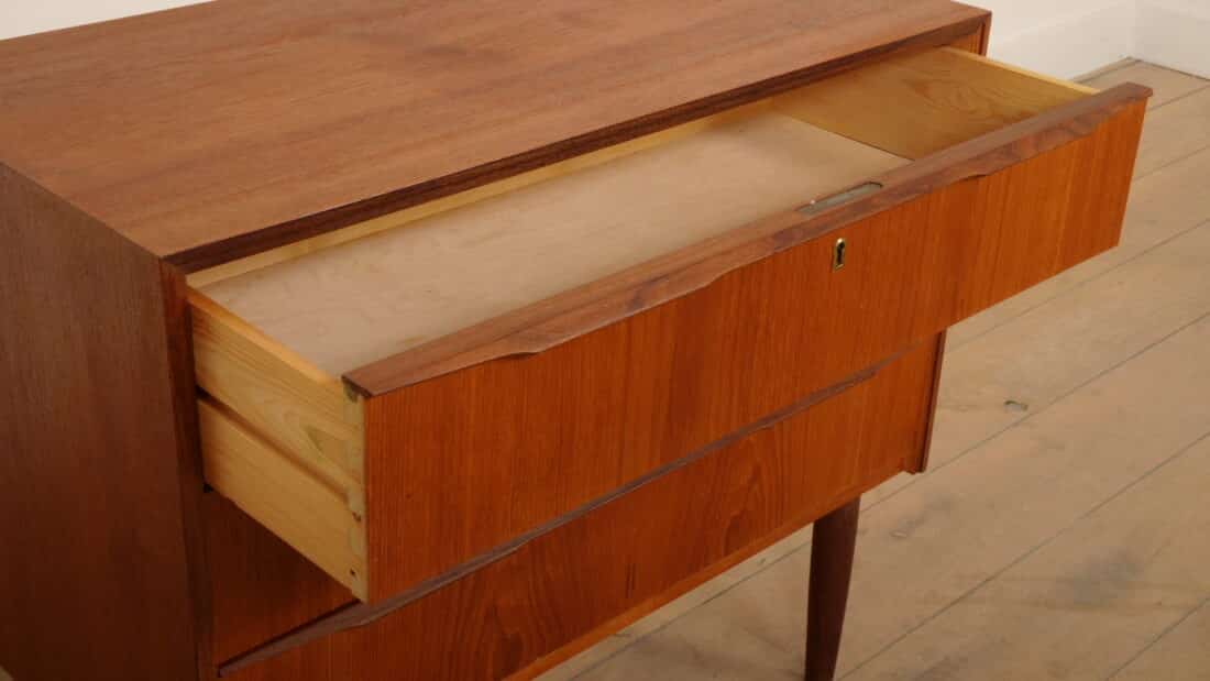 Vintage Deense Ladekast Teak 3 Lades