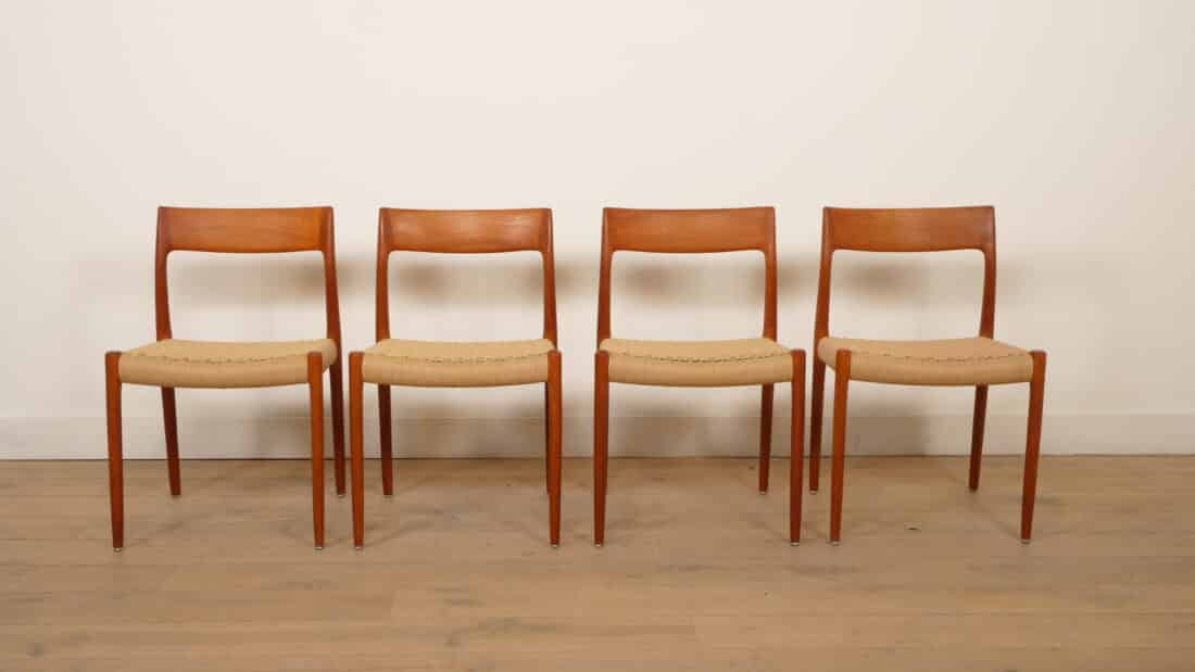 4 X Vintage Eetkamerstoelen Niels Otto Mller Model 77