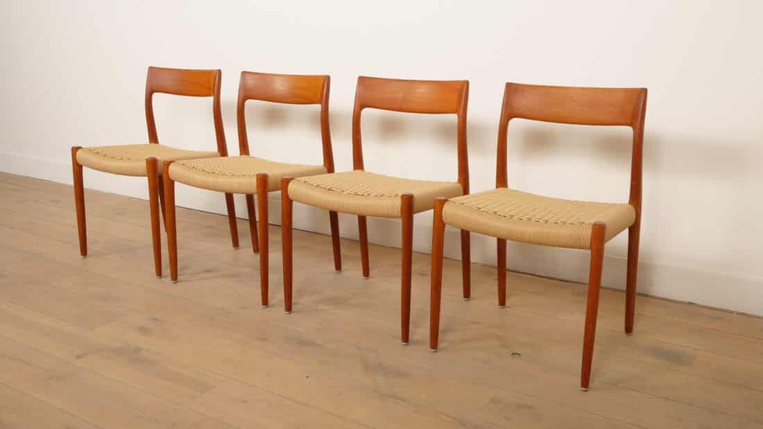4 X Vintage Eetkamerstoelen Niels Otto Mller Model 77