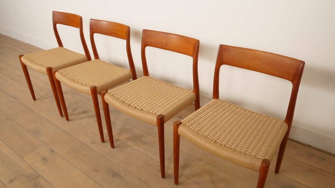 4 X Vintage Eetkamerstoelen Niels Otto Mller Model 77