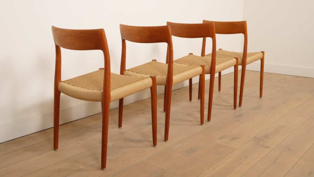 4 X Vintage Eetkamerstoelen Niels Otto Mller Model 77