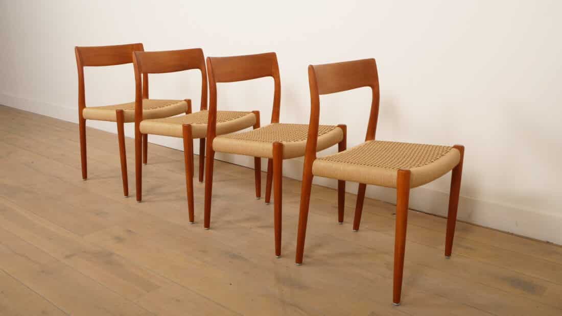 4 X Vintage Eetkamerstoelen Niels Otto Mller Model 77