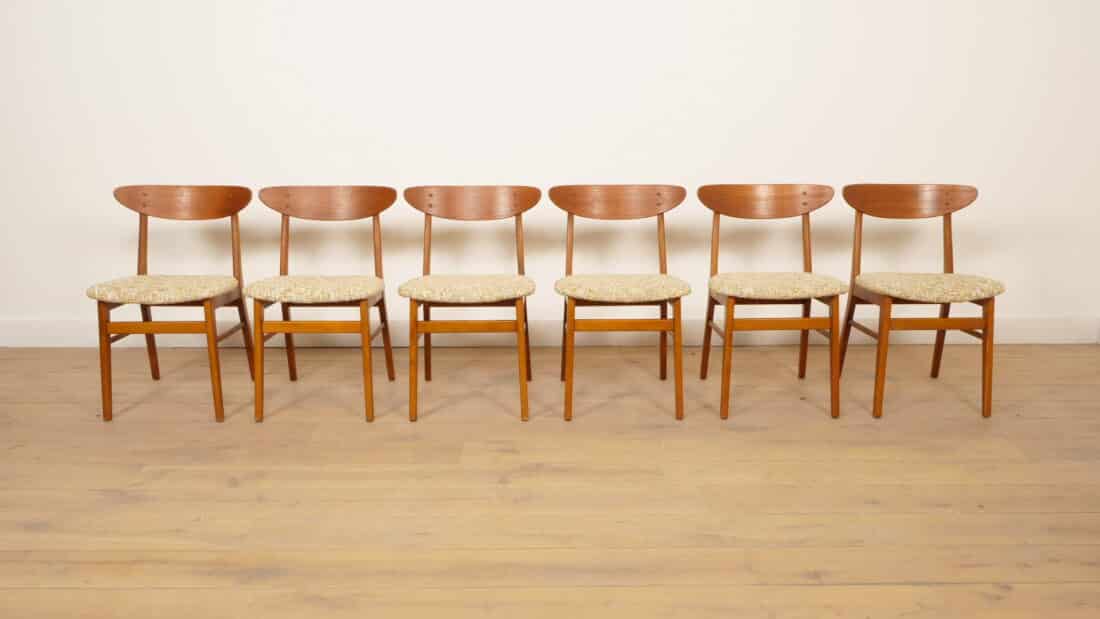 6 X Eetkamerstoel Farstrup Model 210 Opnieuw Gestoffeerd