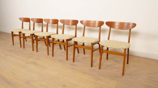 6 X Eetkamerstoel Farstrup Model 210 Opnieuw Gestoffeerd
