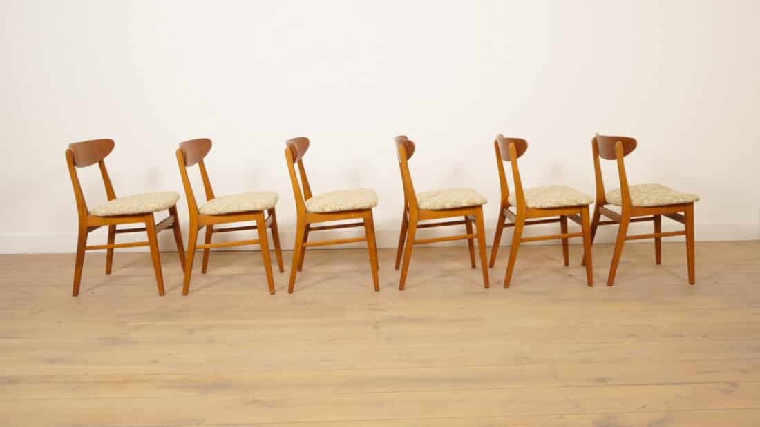 6 X Eetkamerstoel Farstrup Model 210 Opnieuw Gestoffeerd