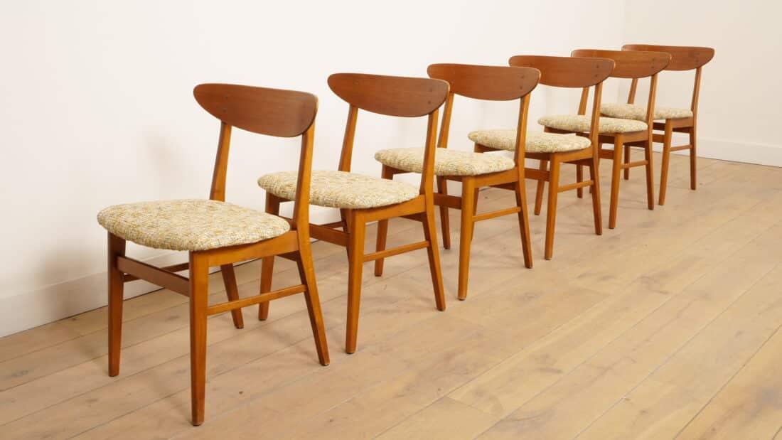 6 X Eetkamerstoel Farstrup Model 210 Opnieuw Gestoffeerd