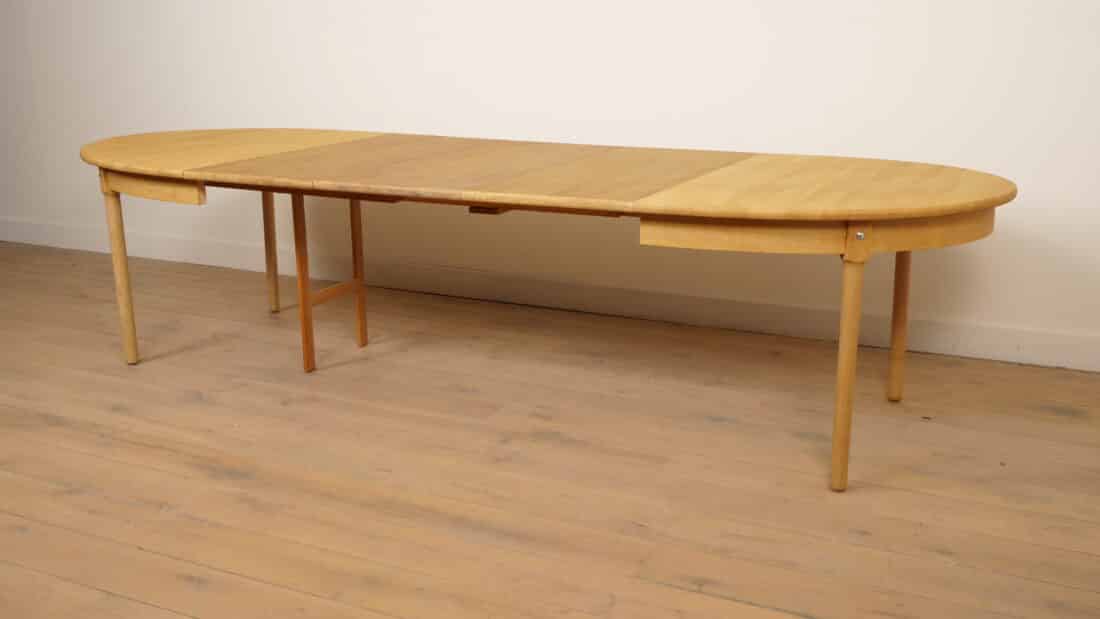 Vintage Ovalen Eettafel Eiken Uitschuifbaar 3 Uitschuifbladen