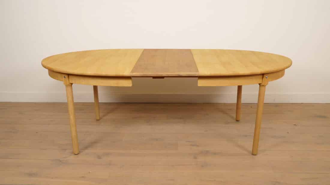 Vintage Ovalen Eettafel Eiken Uitschuifbaar 3 Uitschuifbladen