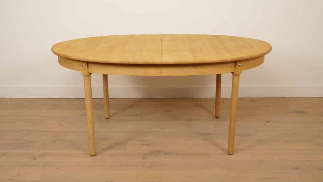 Vintage Ovalen Eettafel Eiken Uitschuifbaar 3 Uitschuifbladen