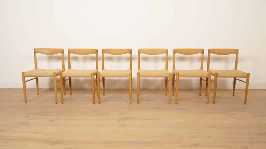 6 X Eetkamerstoel Bramin H W Klein Gezeept Eiken Gerestaureerd
