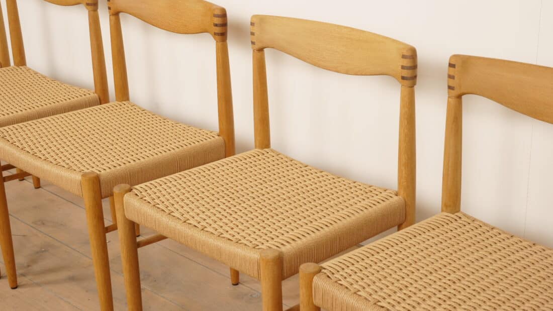 6 X Eetkamerstoel Bramin H W Klein Gezeept Eiken Gerestaureerd