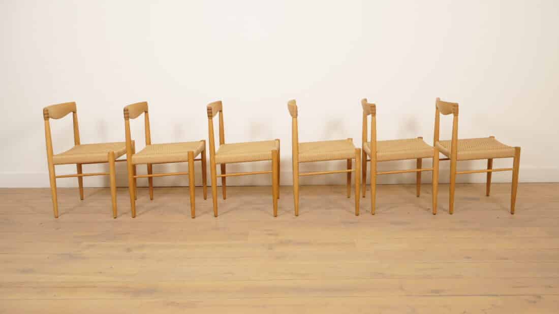 6 X Eetkamerstoel Bramin H W Klein Gezeept Eiken Gerestaureerd