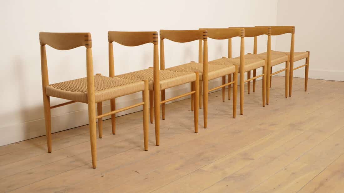6 X Eetkamerstoel Bramin H W Klein Gezeept Eiken Gerestaureerd