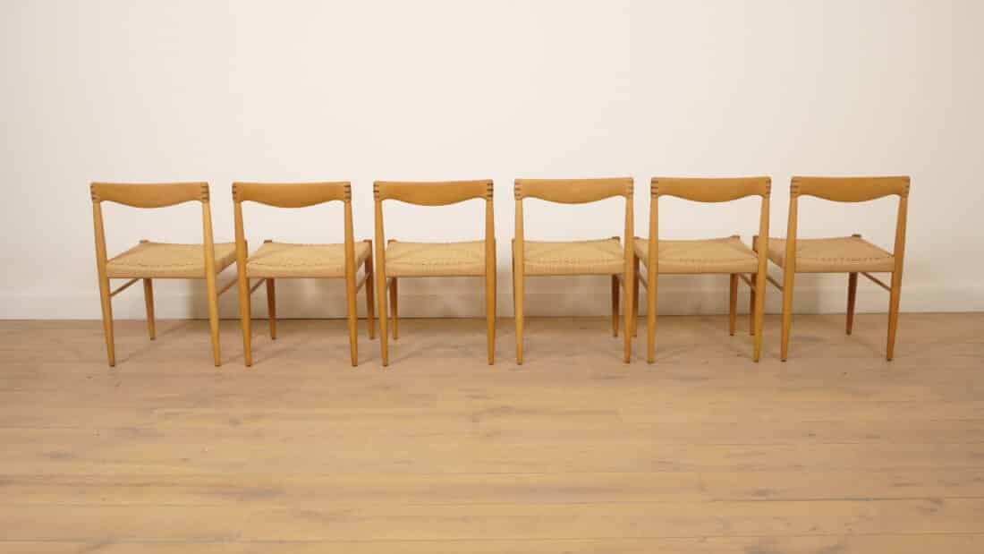 6 X Eetkamerstoel Bramin H W Klein Gezeept Eiken Gerestaureerd