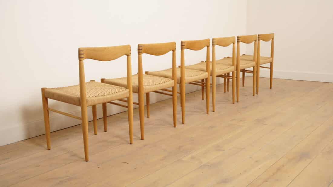 6 X Eetkamerstoel Bramin H W Klein Gezeept Eiken Gerestaureerd