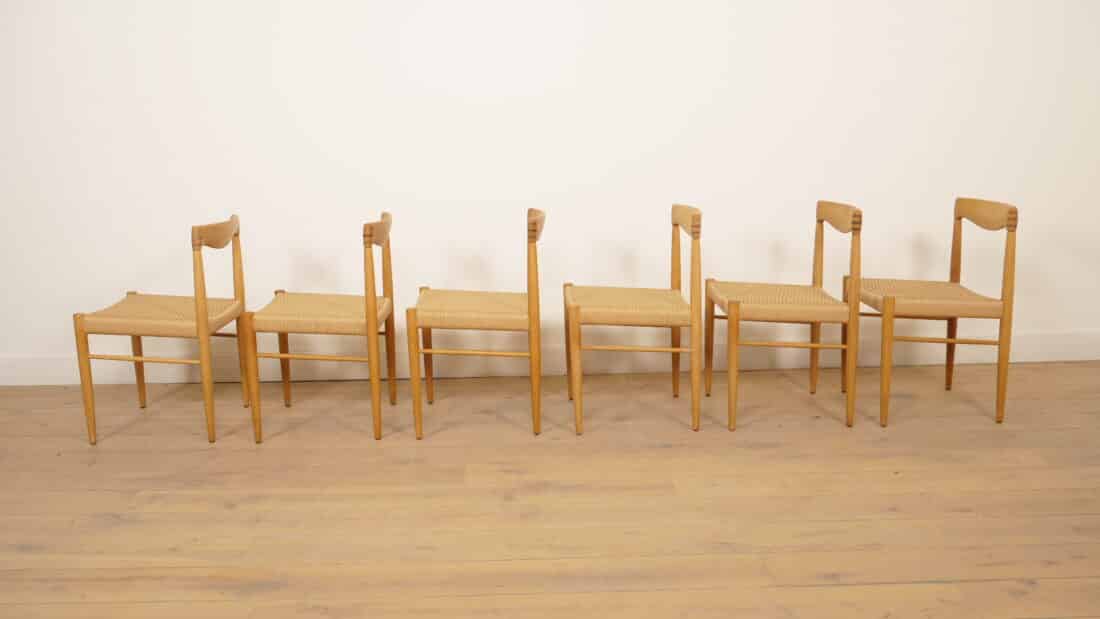 6 X Eetkamerstoel Bramin H W Klein Gezeept Eiken Gerestaureerd