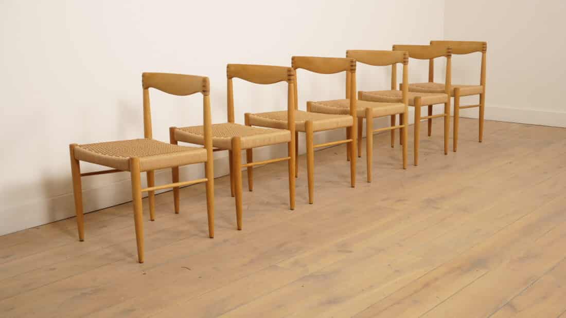 6 X Eetkamerstoel Bramin H W Klein Gezeept Eiken Gerestaureerd