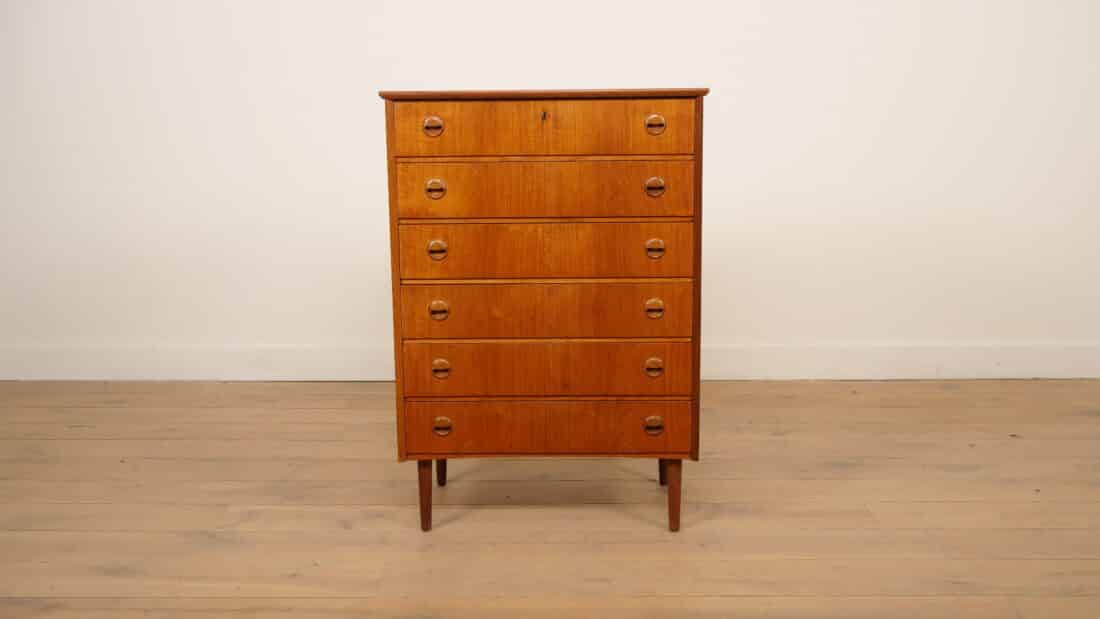 Vintage Ladekast 6 Lades 104 Cm Teak