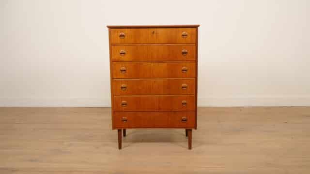 Vintage Ladekast 6 Lades 104 Cm Teak