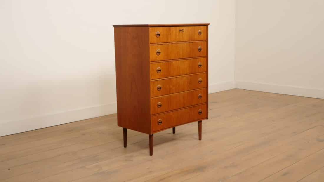 Vintage Ladekast 6 Lades 104 Cm Teak