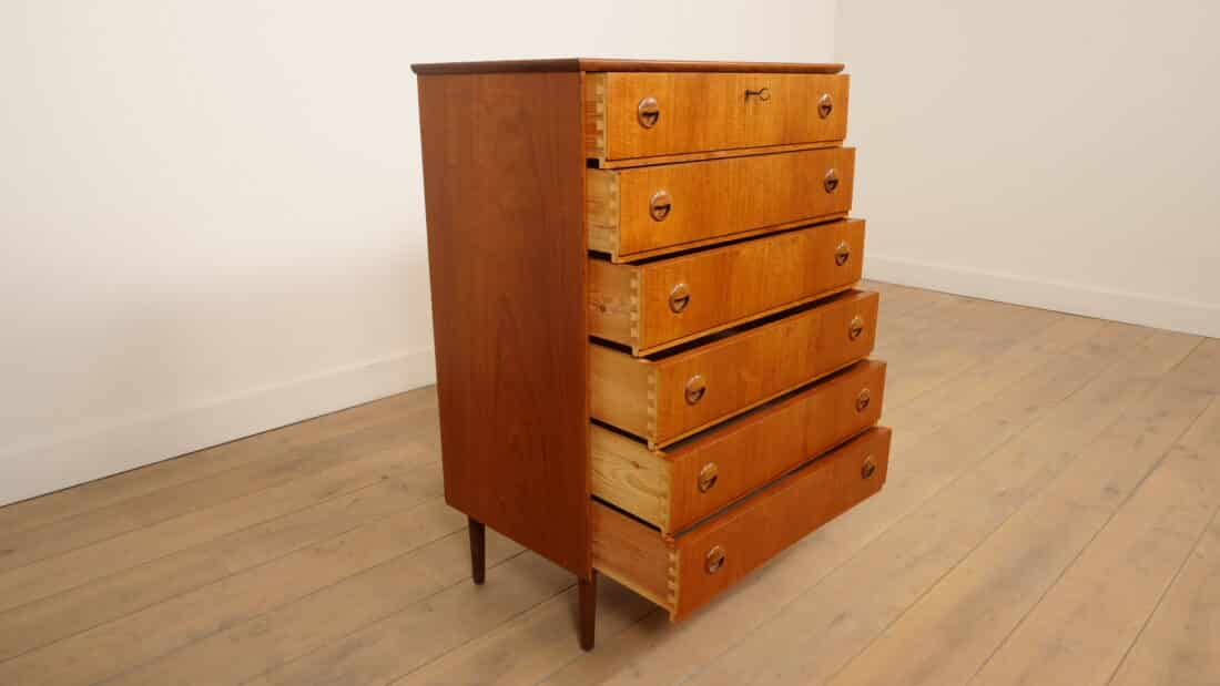 Vintage Ladekast 6 Lades 104 Cm Teak