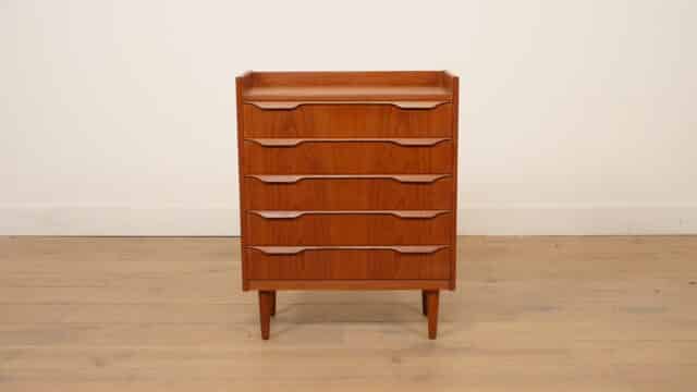 Vintage Deense Ladekast Teak 5 Lades